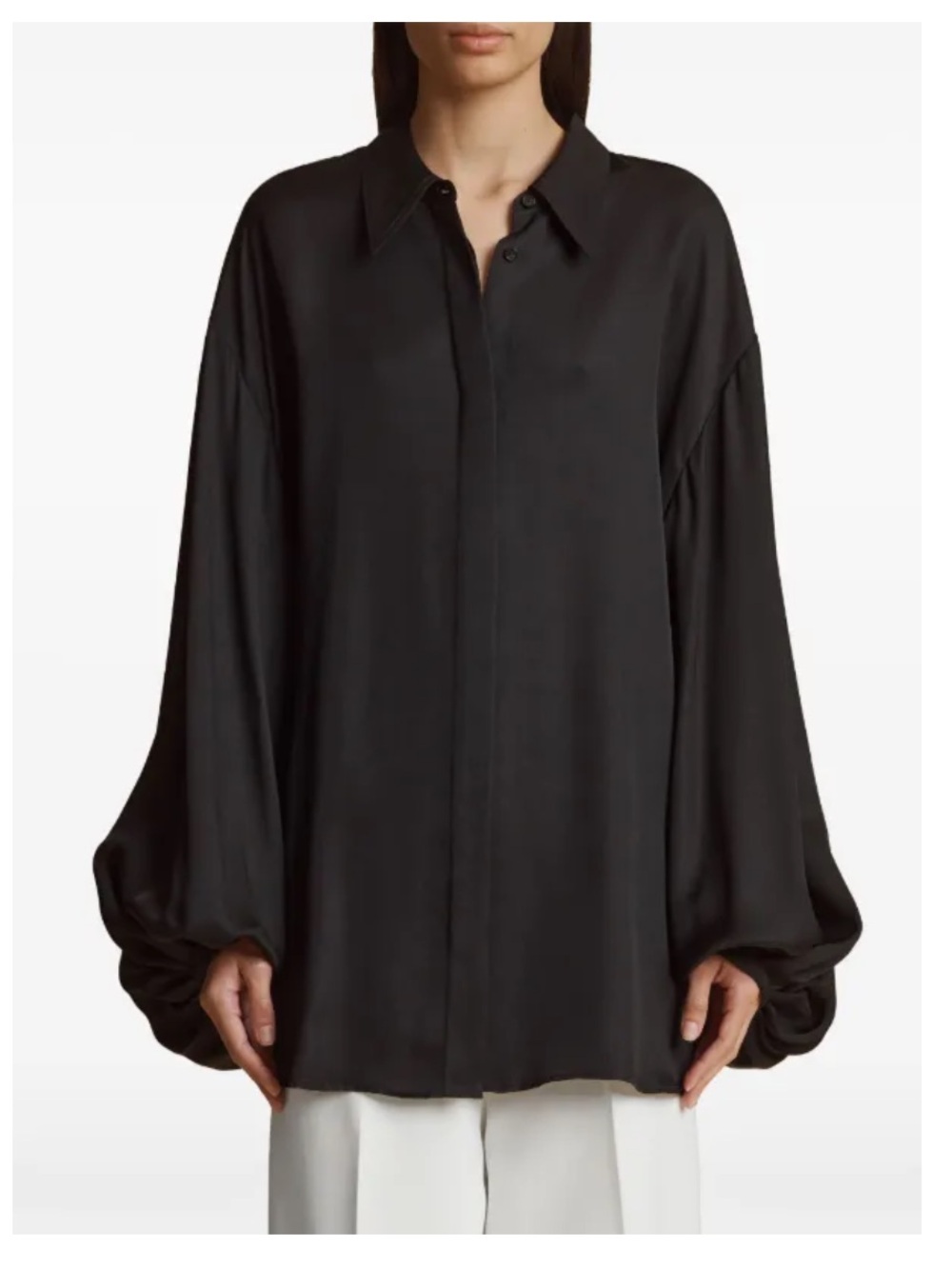 KHAITE The Bam Shirt Oversized Black  Button-Down Blouse